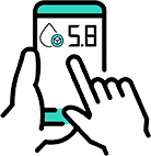 Blood droplet and text lines icon for blood sugar interpreter