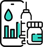 Smartphone with insulin icon representing insulin counter app tool