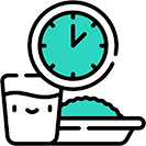 Clock and plate graphic for optimal meal timing calculator